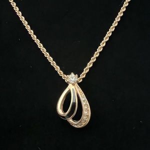 Auth DIOR Vintage Gold Chain and Pendant Necklace